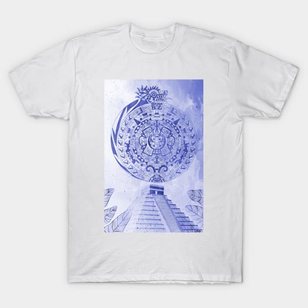 the mexican pyramids in teotihuacan aztec calendar T-Shirt by jorge_lebeau